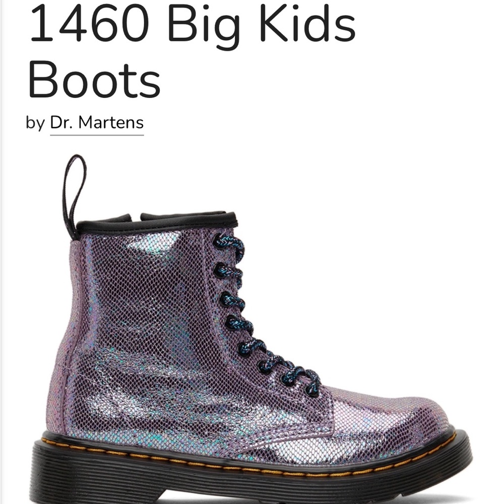 Dr. Martens Shimmering iridescent Purple Combat Boots doc metallic kid 4 adult 6 - Picture 6 of 11